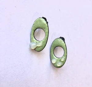 Opalescent Green Enamel Studs