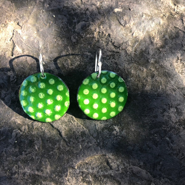 Retro Green Polka Dot Earrings