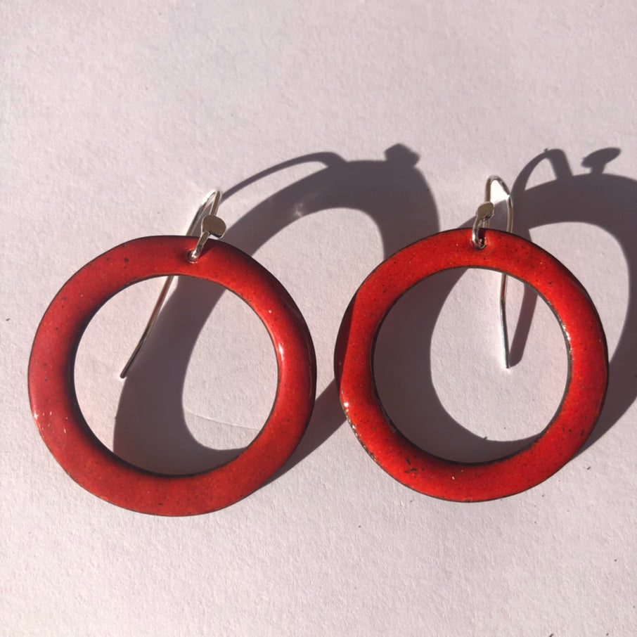 Blood Orange Bright Hoop Earrings Large