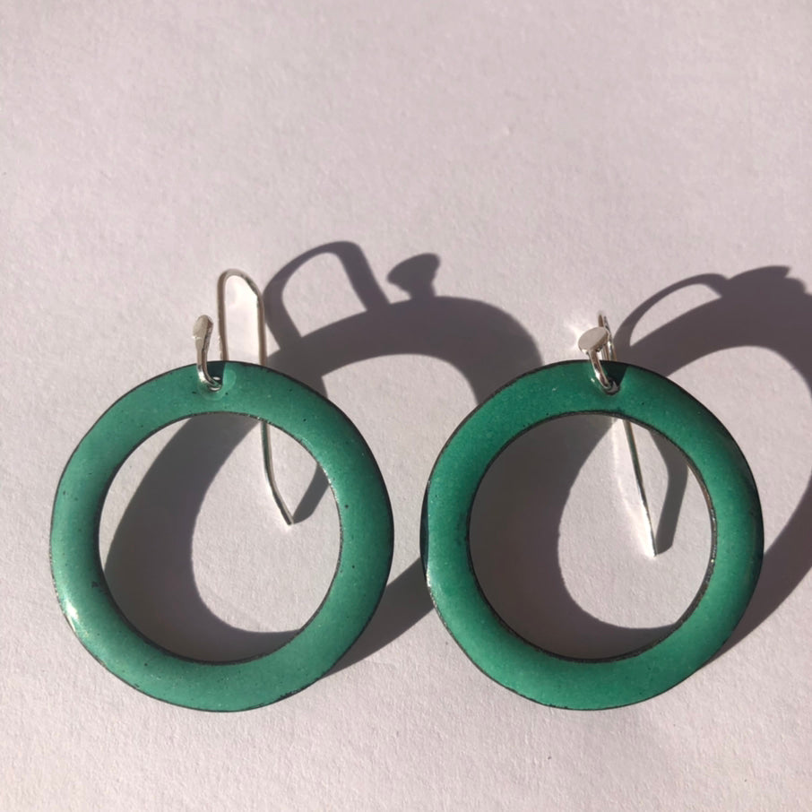 Teal Bright Hoop Earrings Large