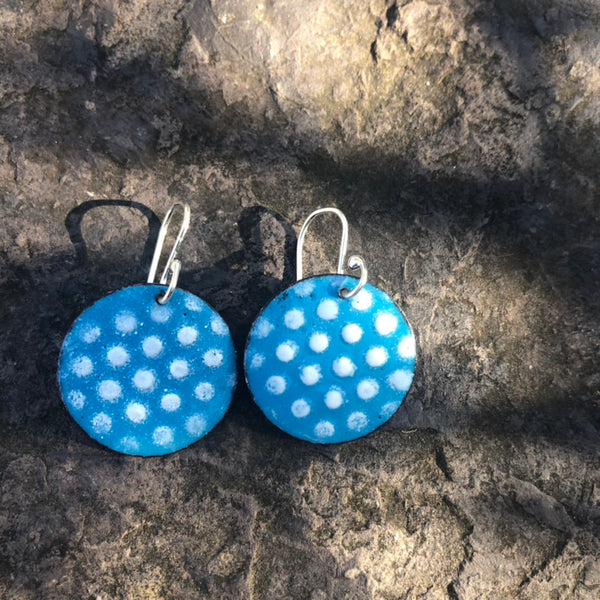 Retro blue Polka Dot Earrings