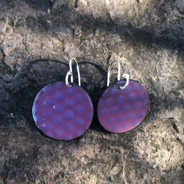 Retro Purple Polka Dot Earrings