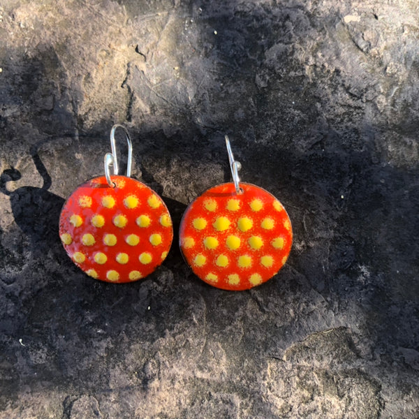 Retro Orange Polka Dot Earrings