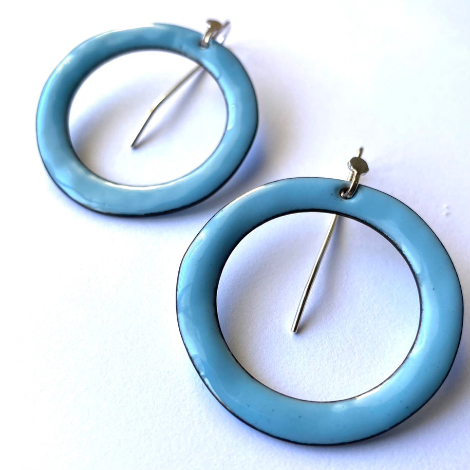 Baby Blue Bright Hoop Earrings Large