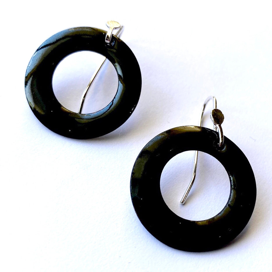 Black Bright Hoop Earrings Small