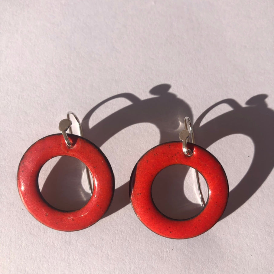 Blood Orange Bright Hoop Earrings Small